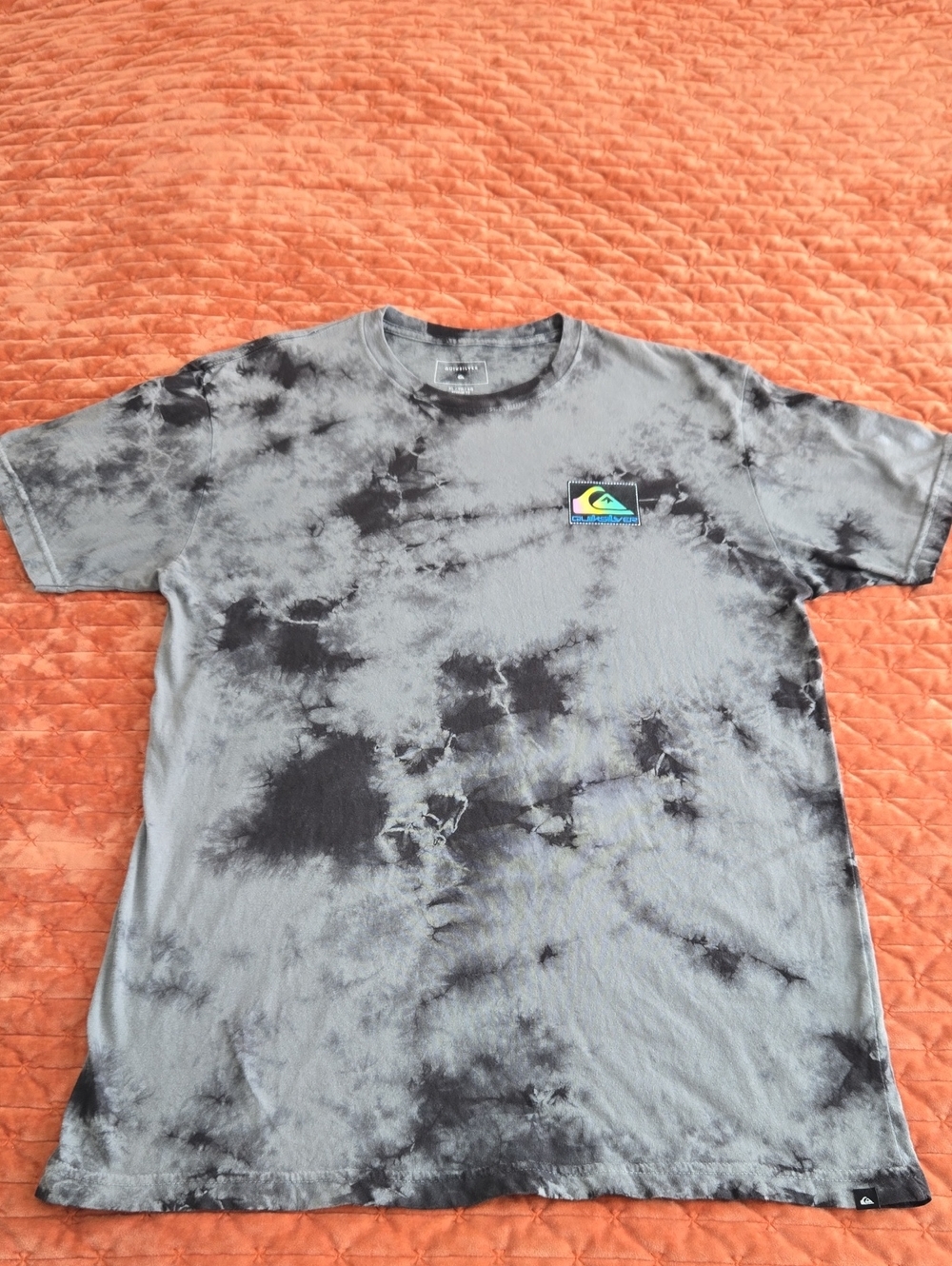 Quiksilver Gray & Black Tie Dye Logo Graphic T-Shirt - Men's XL NWOT